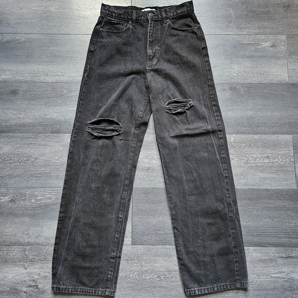 RSQ Baggy Jeans Womens 29 Black Denim Pants Distressed Faded‎ Grunge 90s Style